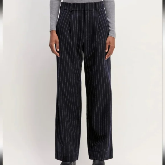 EVERLANE The ReWool® Way-High Drape Pinstripe Pant - Picture 3 of 13
